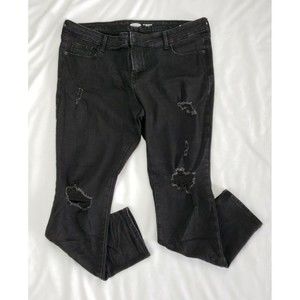Old Navy Pop Icon Skinny Jeans -  Black Distressed Denim  - Womens Size 14 Short